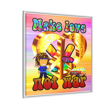 love peace - framed canvas art (color blur)