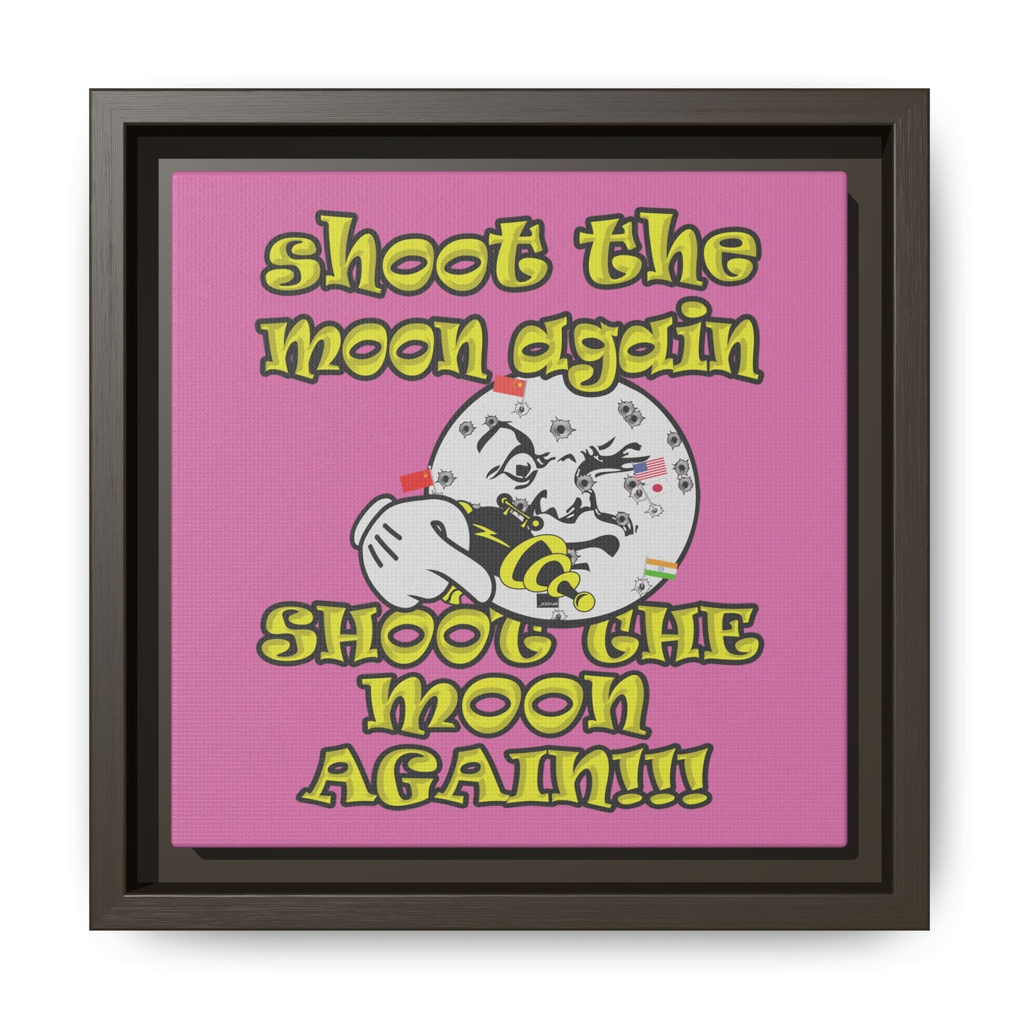 shoot the moon again - framed canvas art (light pink)