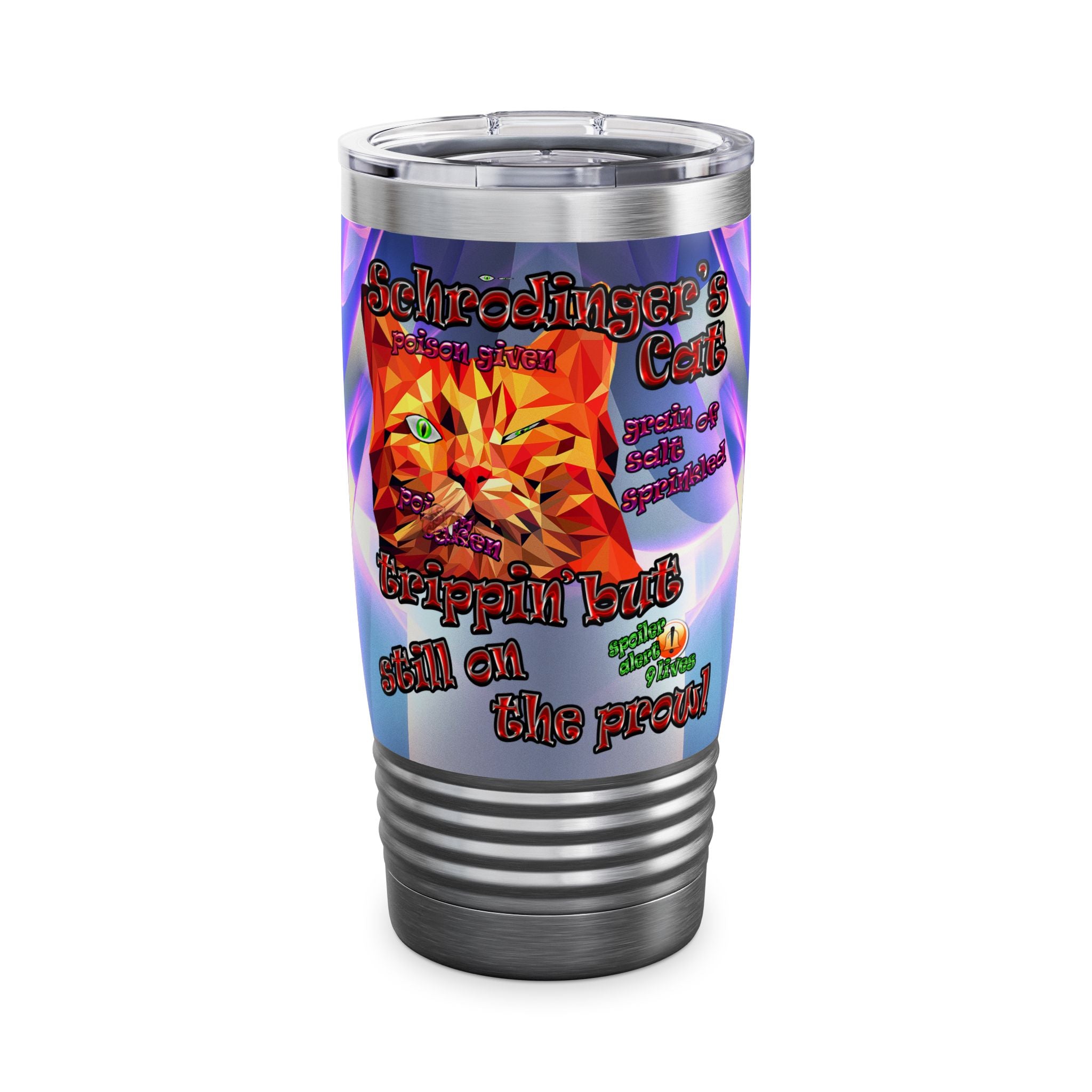 schrodinger's cat - Ringneck Tumbler, 20oz (grey-pink wave)