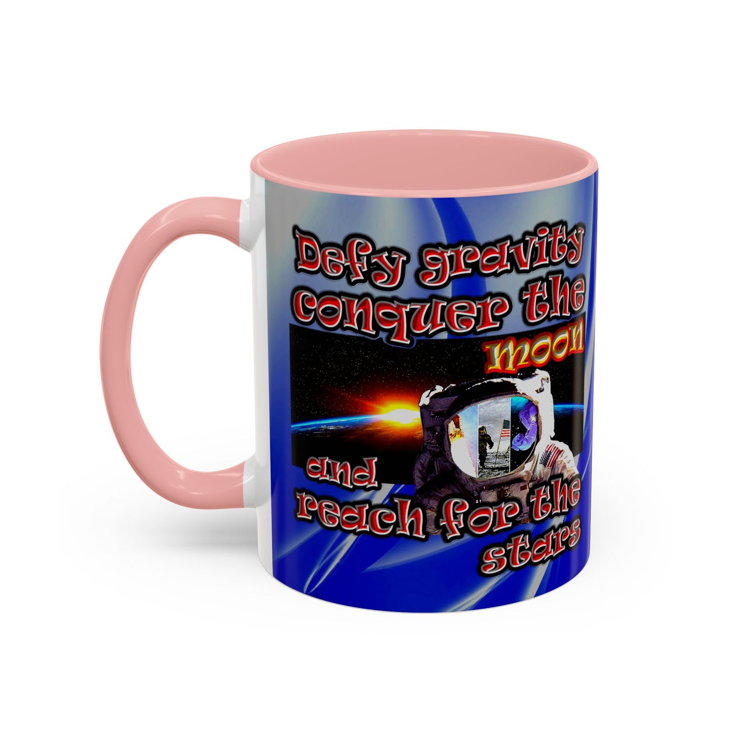 defy conquer reach - Accent Mug (blue-white wave)