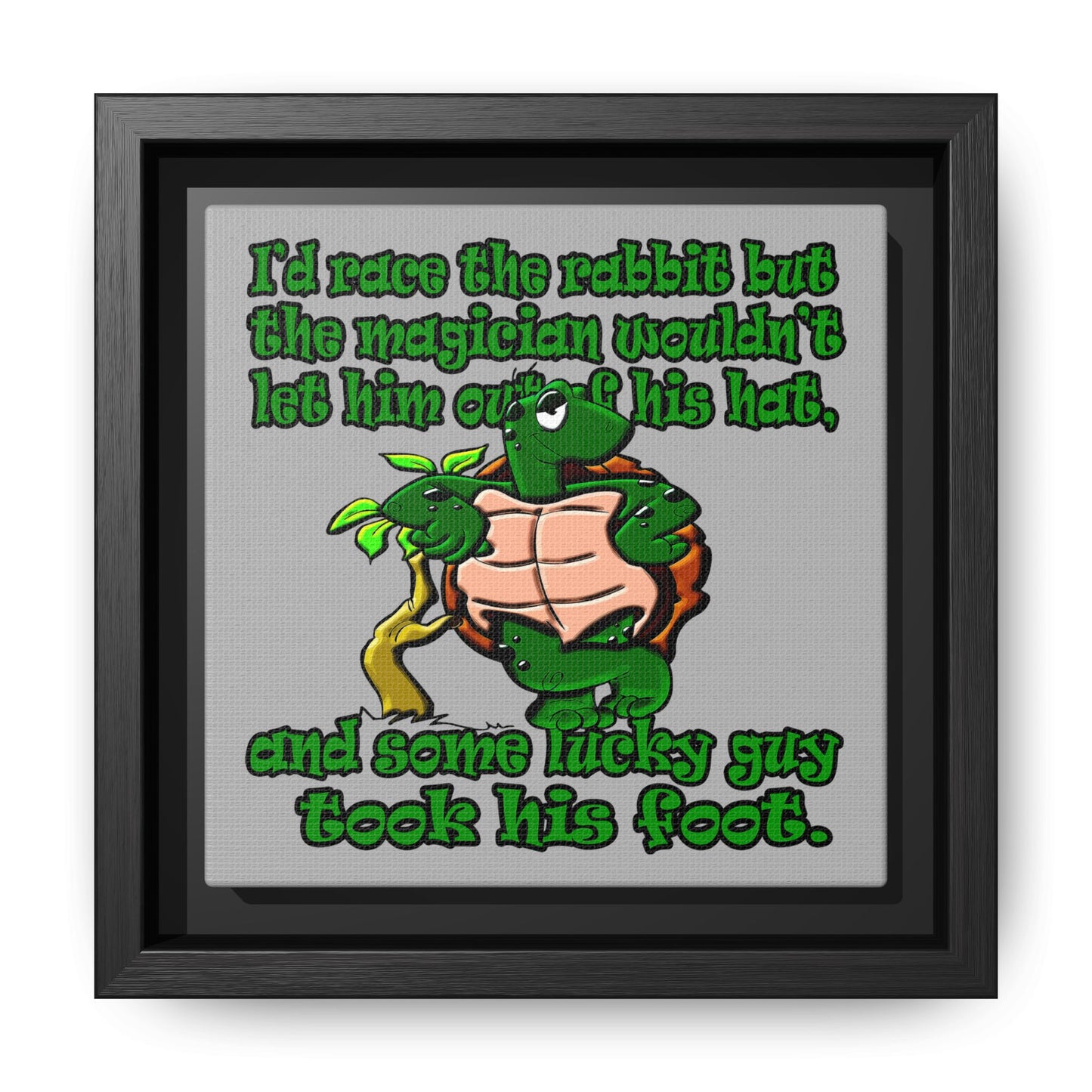 turtle race - framed canvas art (light grey)