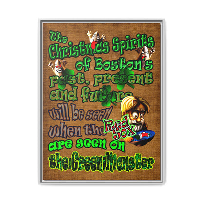 christmas spirits of boston - framed canvas art (brown papyrus)
