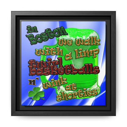 celtics logo - framed canvas art (blue-white wave)