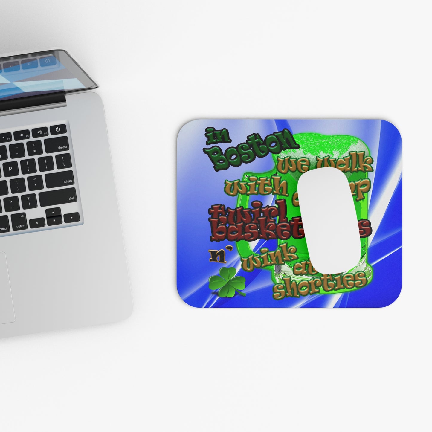celtics logo - Mouse Pad (Rectangle) (blue-white wave)