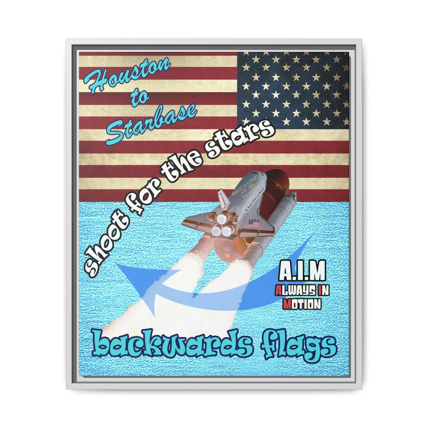 shoot for the stars - framed canvas art (faded blue)