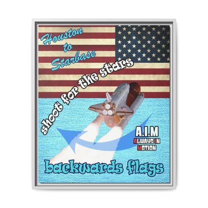 shoot for the stars - framed canvas art (faded blue)