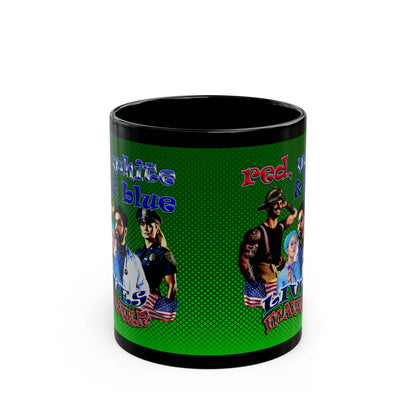 rw&b lives matter - Black Mug (logo green)