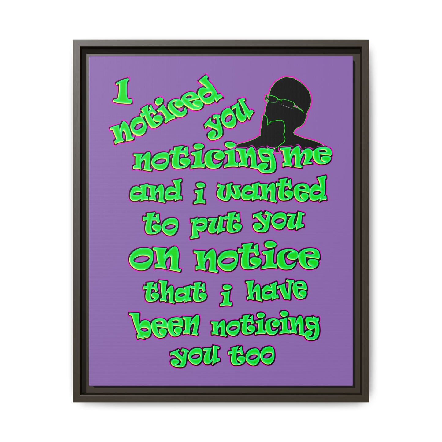 noticed you noticing - framed canvas art (light purple)