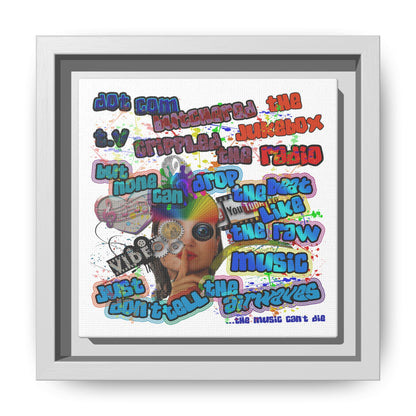 drop the beat - framed canvas art (white)