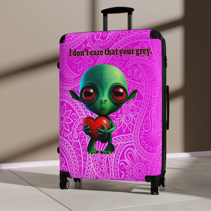 I don't care that your grey - Suitcase (pink swirl)