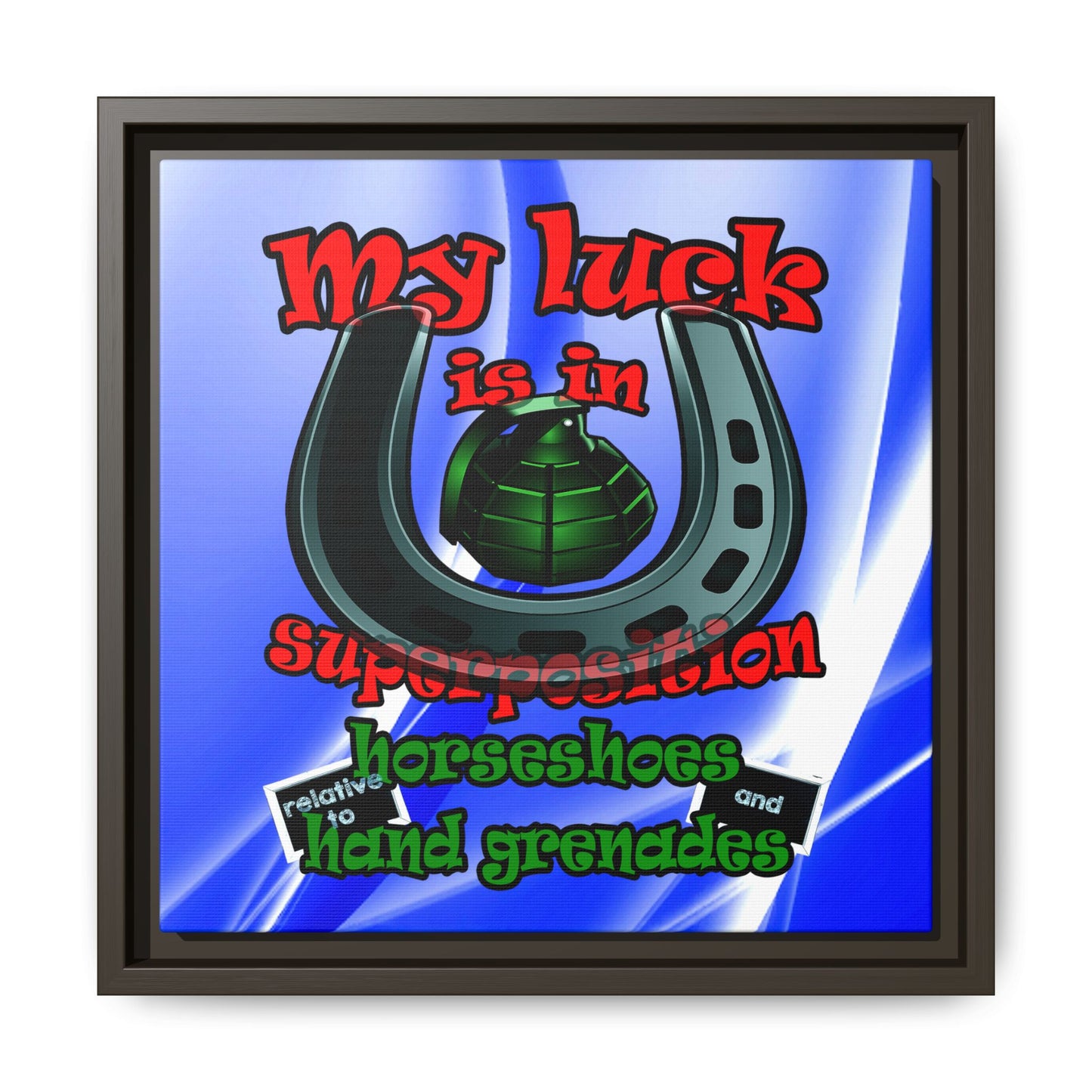 my luck - framed canvas art (blue-white wave)
