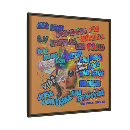 drop the beat - framed canvas art (light brown)