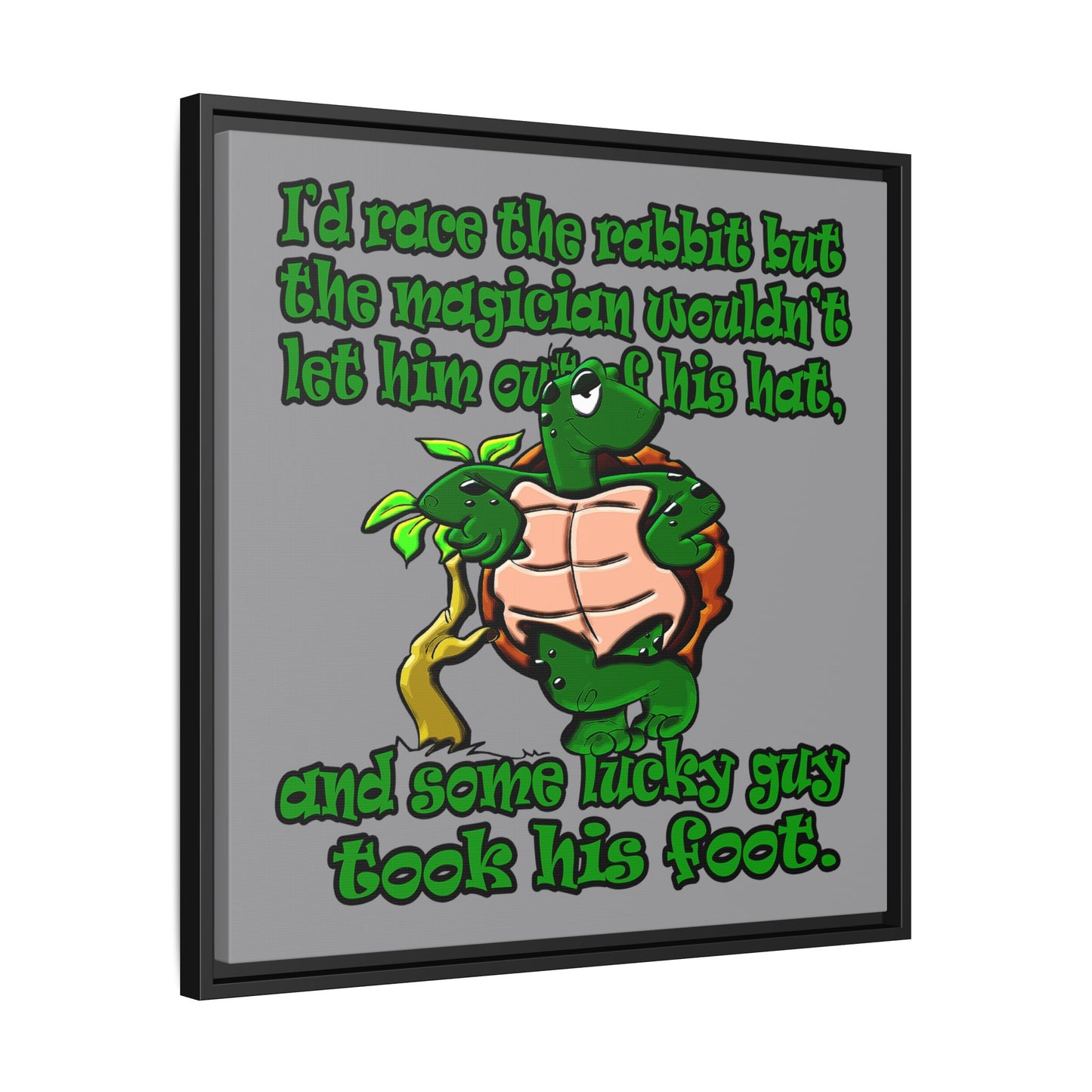 turtle race - framed canvas art (grey)