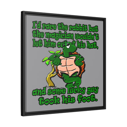 turtle race - framed canvas art (grey)