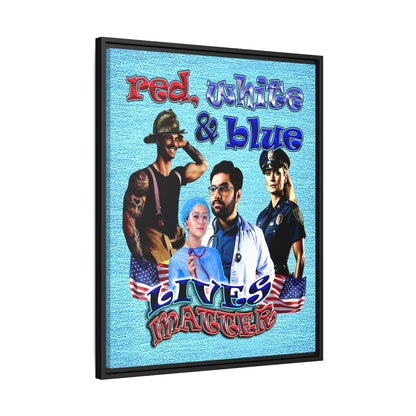 rw&b lives matter - framed canvas art (faded blue)