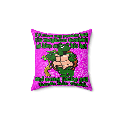 turtle race - Spun Polyester Square Pillow - (pink swirl)