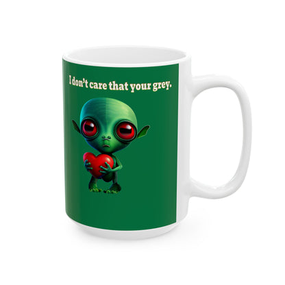 I don't care that your grey - White Mug (dark green)