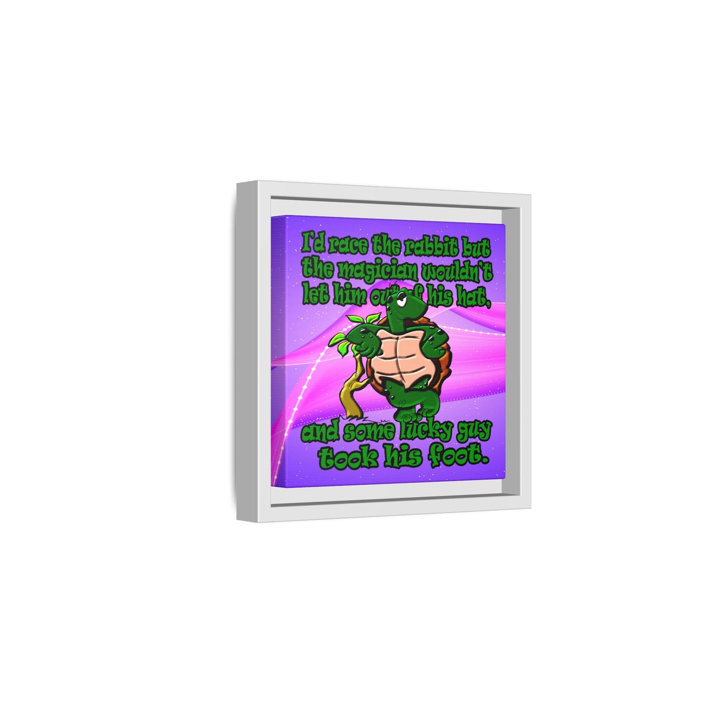turtle race - framed canvas art (purple-pink wave)