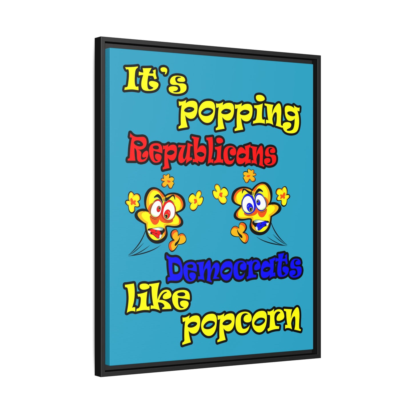 popping like popcorn - framed canvas art (turquoise)