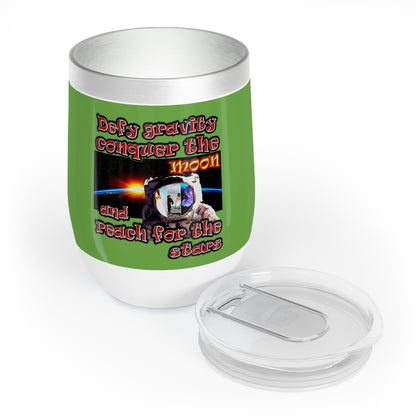 defy conquer reach - Chill Wine Tumbler (green)