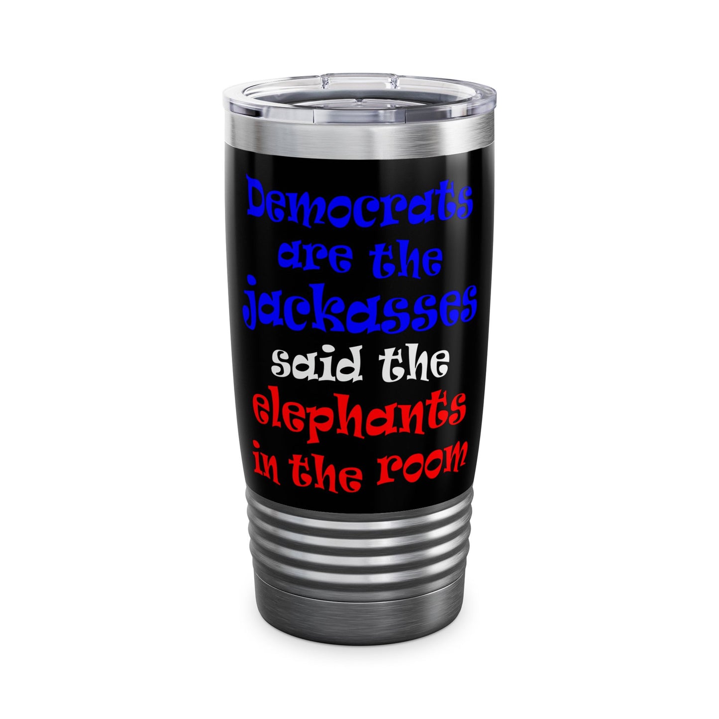 donkeys and elephants - Ringneck Tumbler, 20oz (black)