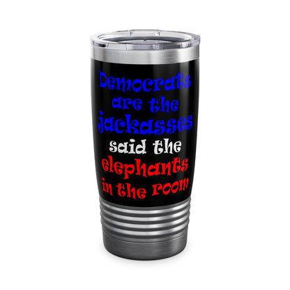 donkeys and elephants - Ringneck Tumbler, 20oz (black)