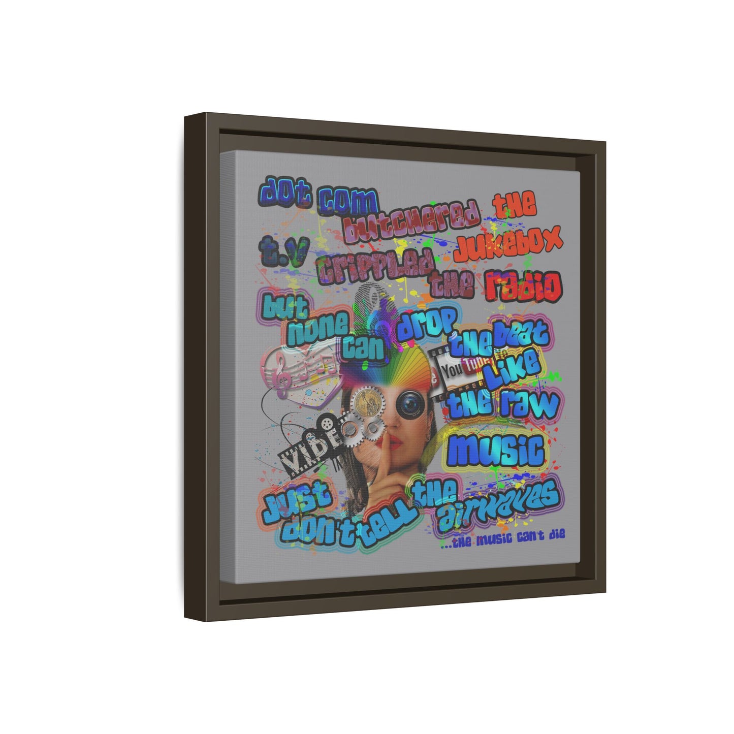 drop the beat - framed canvas art (grey)