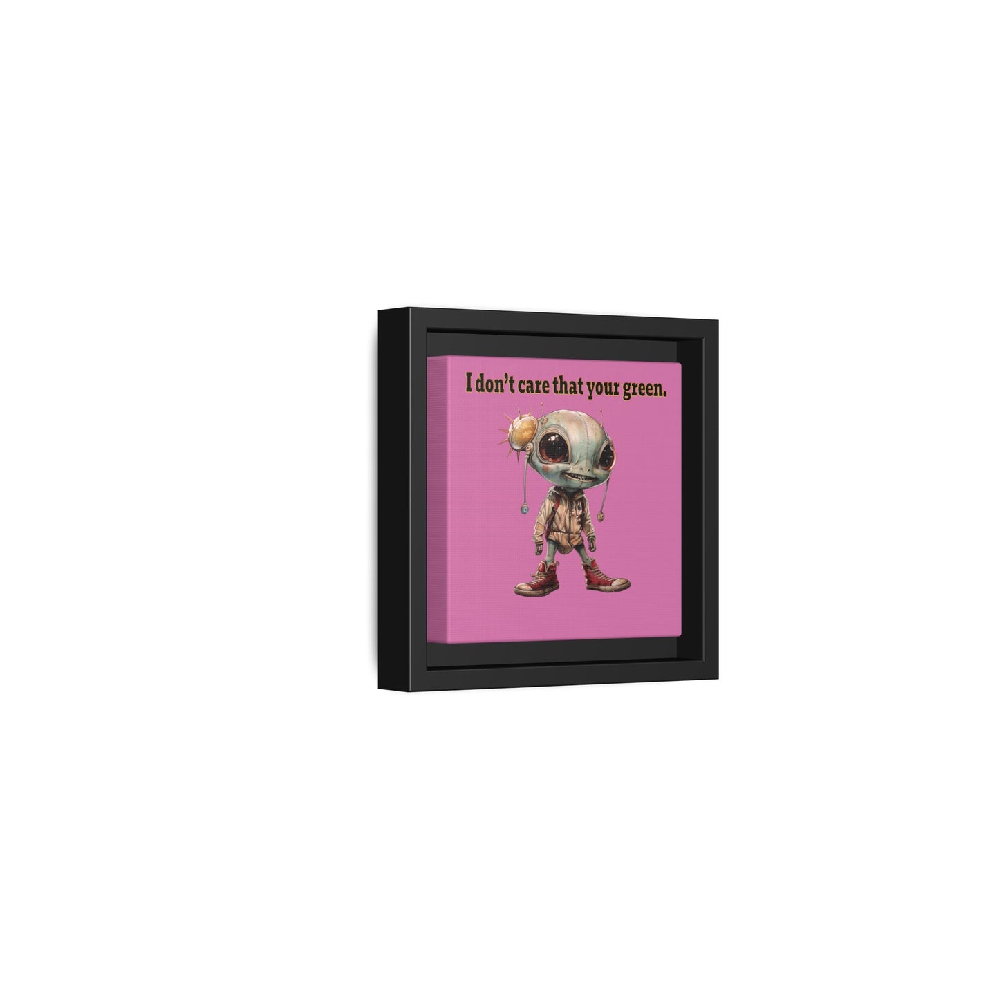 I don't care that your green - framed canvas art (light pink)