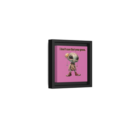 I don't care that your green - framed canvas art (light pink)