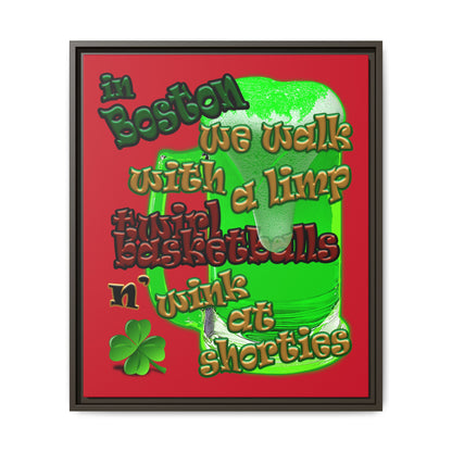 celtics logo - framed canvas art (dark red)