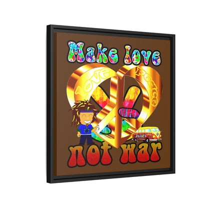 love peace - framed canvas art (brown)