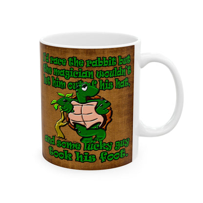 turtle race - White Mug (brown papyrus)