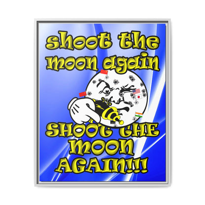 shoot the moon again - framed canvas art (blue-white wave)