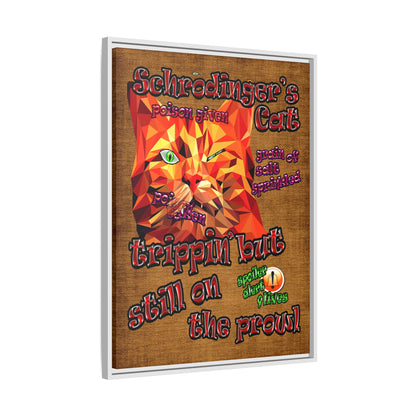 schrodinger's cat - framed canvas art (brown papyrus)