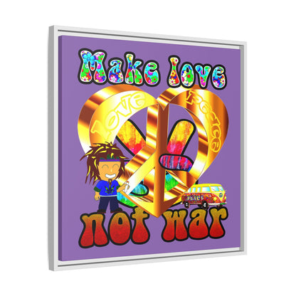 love peace - framed canvas art (light purple)