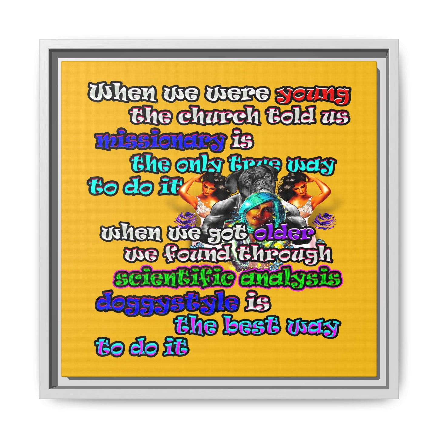 doggystyle - framed canvas art (yellow)