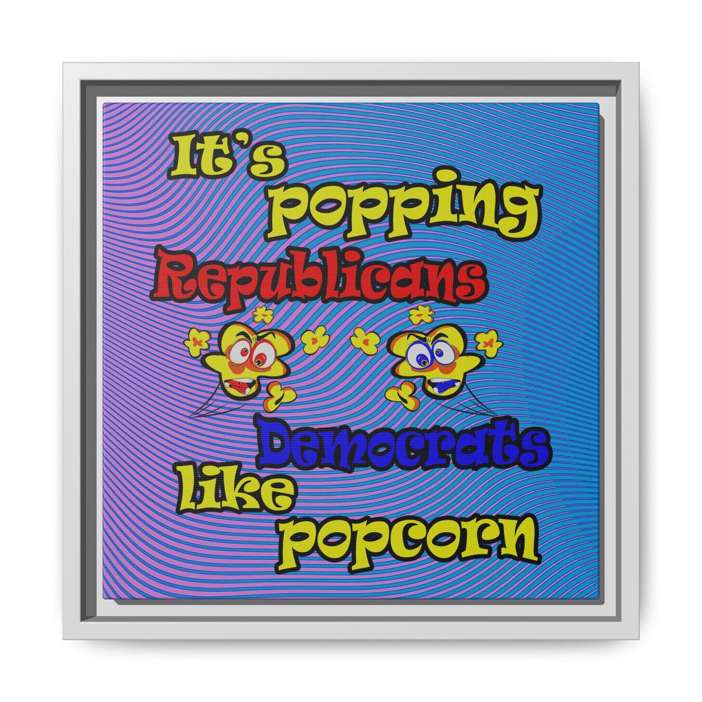 popping like popcorn - framed canvas art (light blue-purple wave)