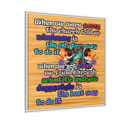 doggystyle - framed canvas art (butterscotch wood finish)