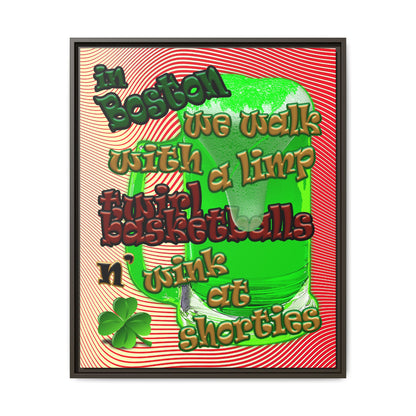 celtics logo - framed canvas art (yellow-orange wave)