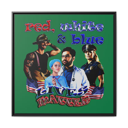 rw&b lives matter - framed canvas art (dark green)
