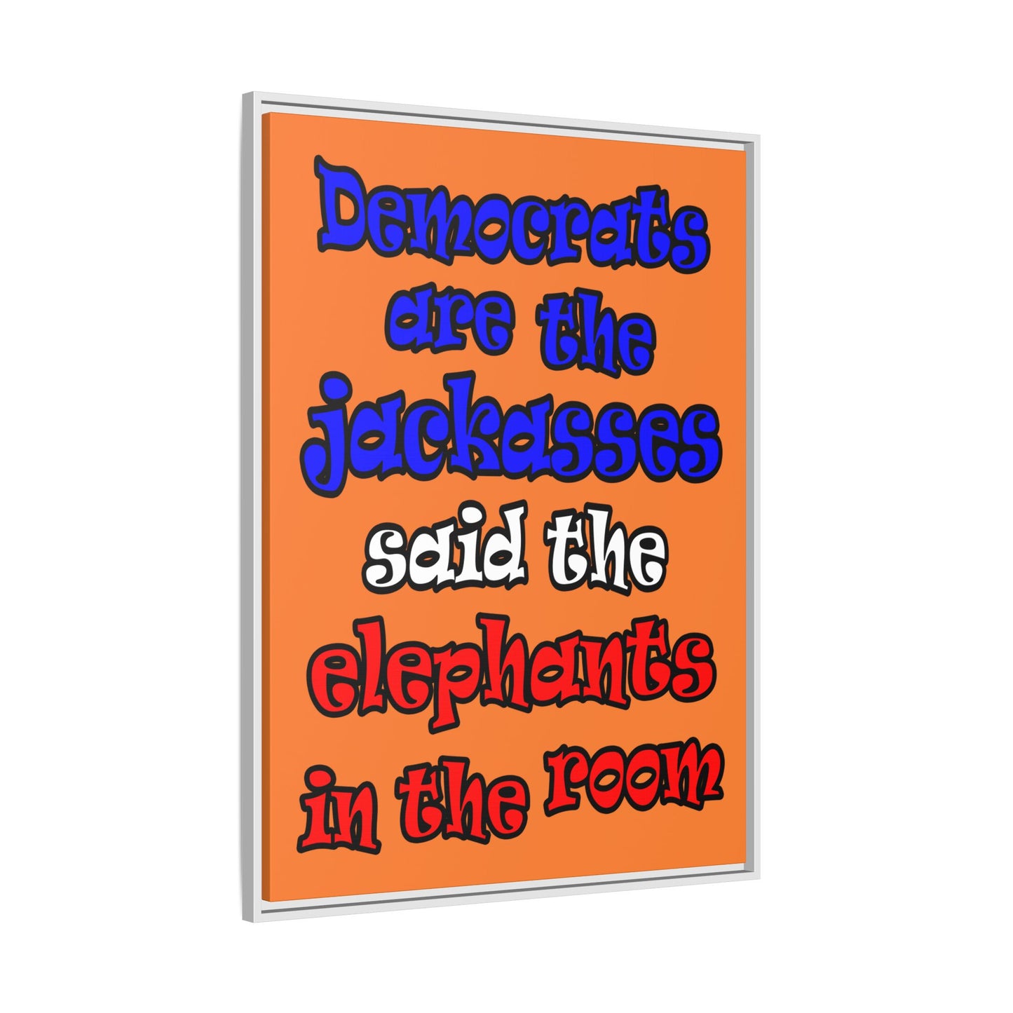 donkeys and elephants - framed canvas art (crusta)