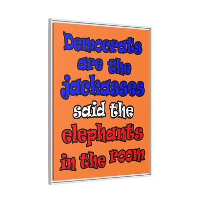 donkeys and elephants - framed canvas art (crusta)