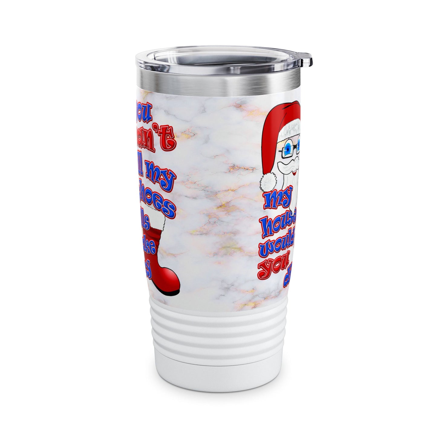 santa's shoes - Ringneck Tumbler, 20oz (white marble)