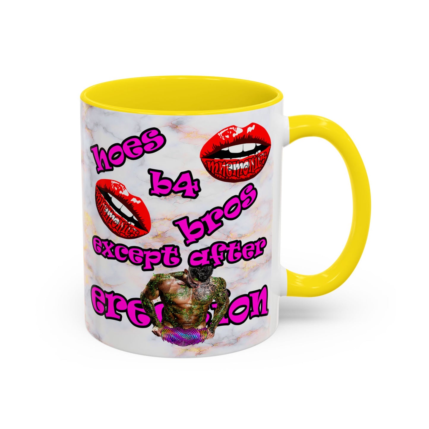 hoes b4 bros - Accent Mug (white marble)