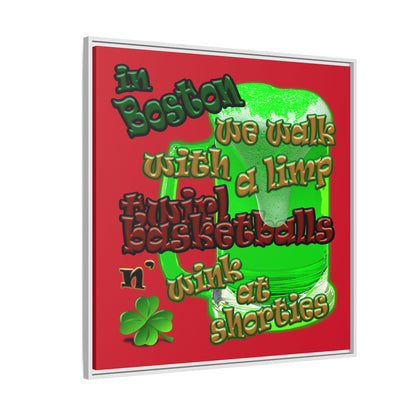 celtics logo - framed canvas art (dark red)