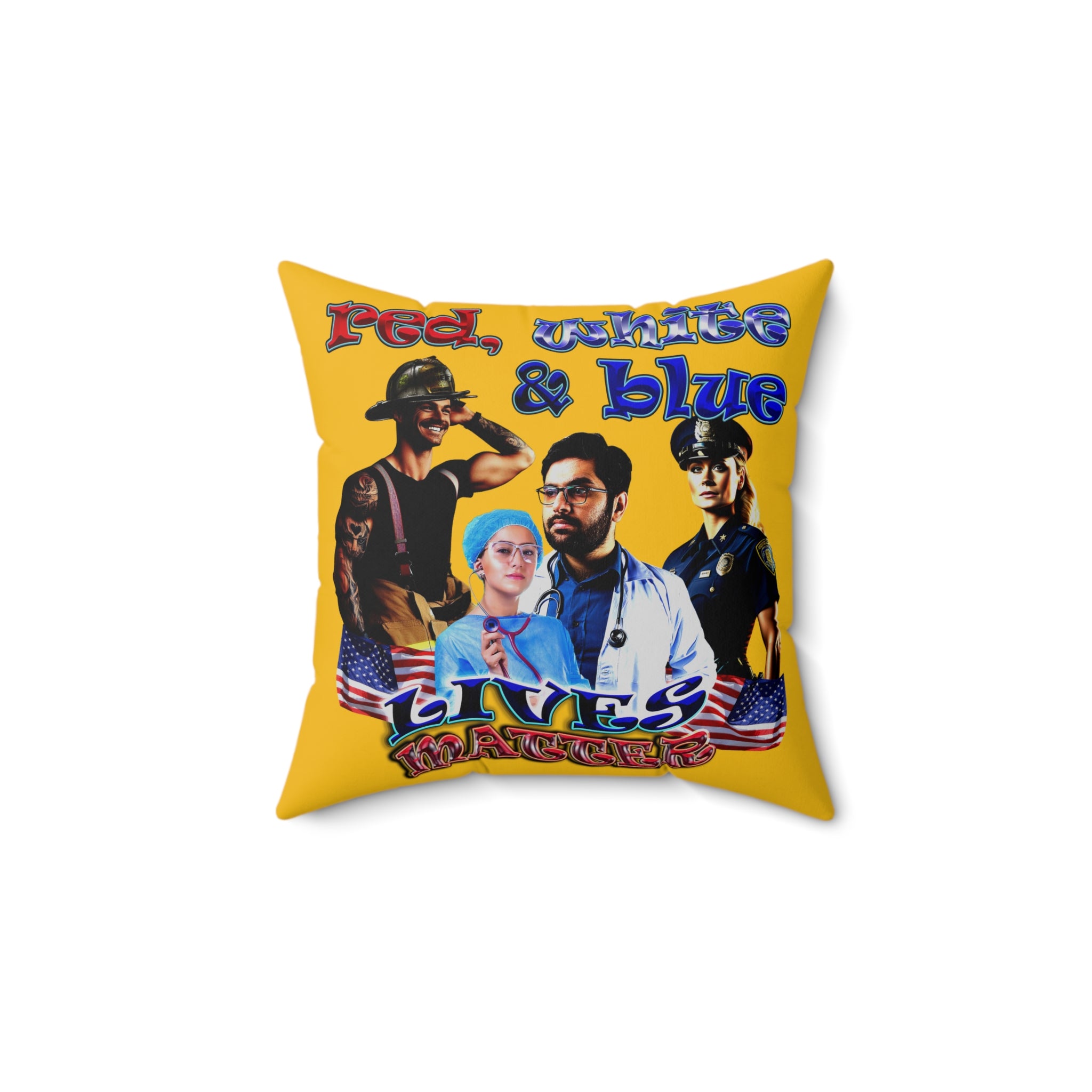 rw&b lives matter - Spun Polyester Square Pillow - (yellow)