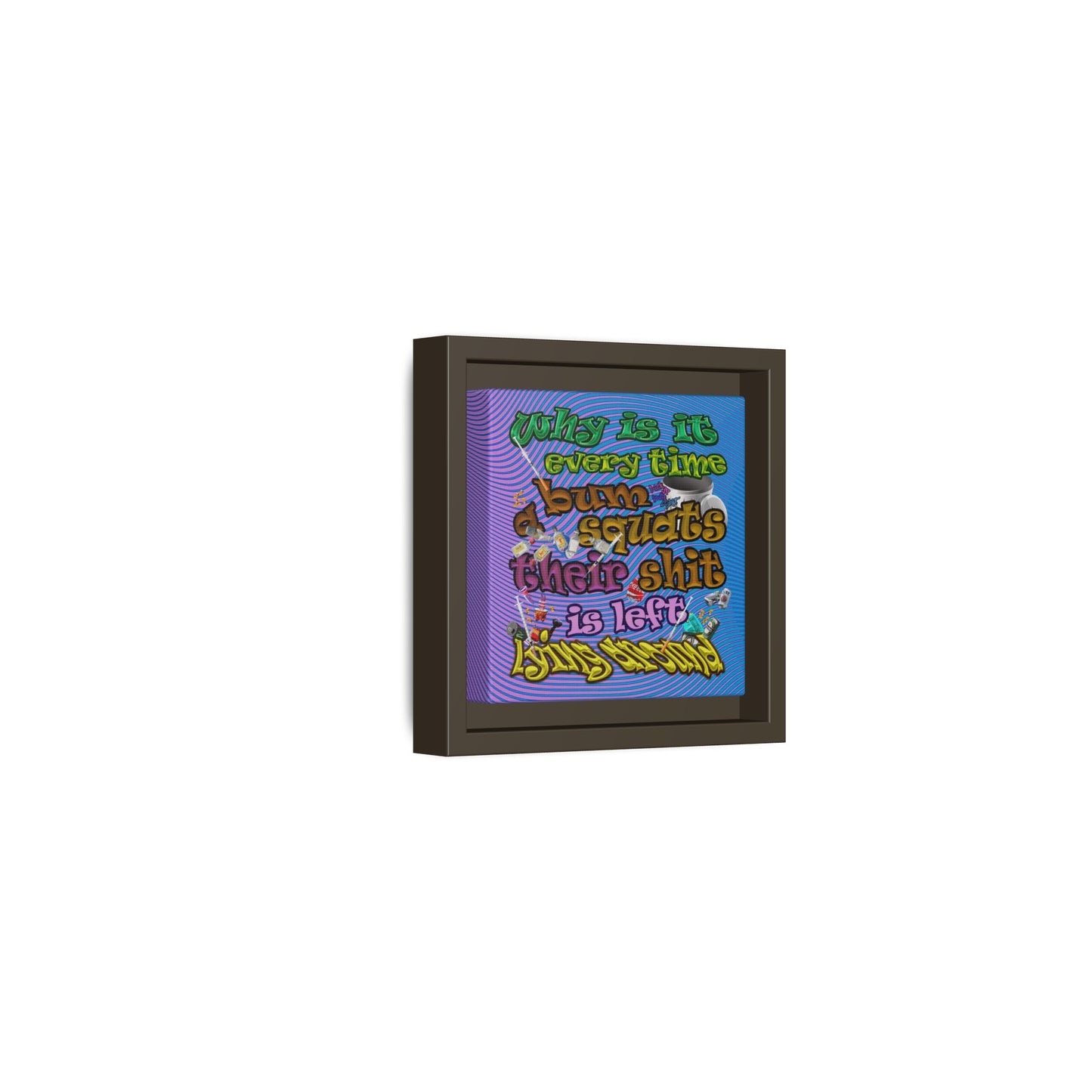 the bum's shit - framed canvas art (light blue-purple wave)