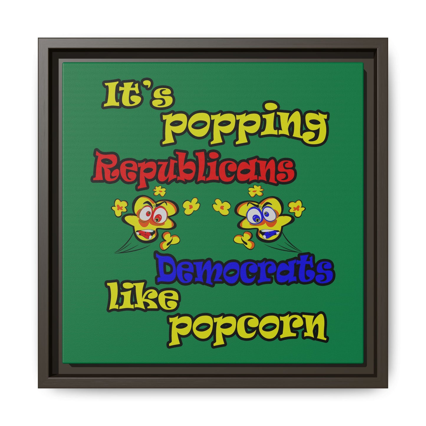 popping like popcorn - framed canvas art (dark green)