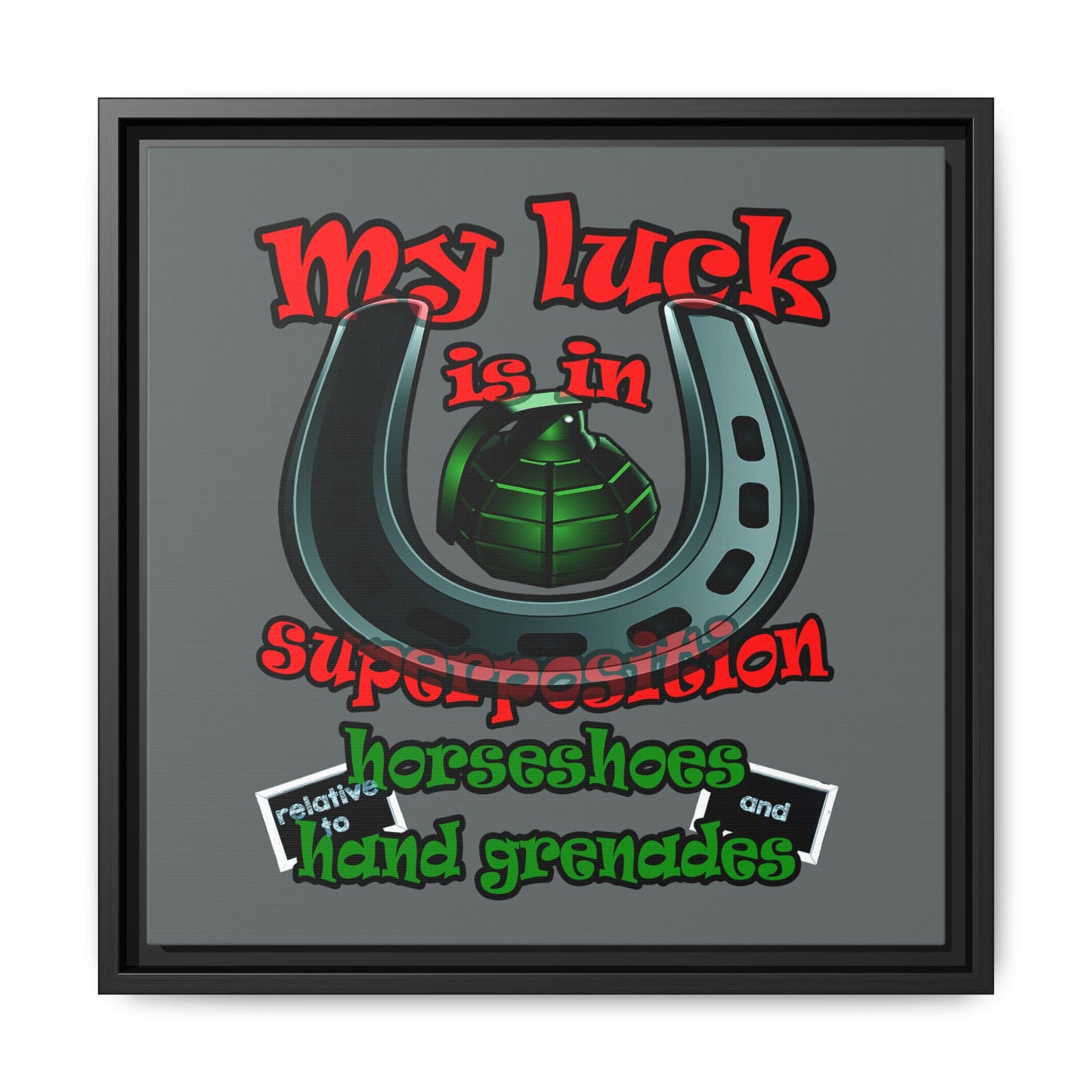 my luck - framed canvas art (dark grey)
