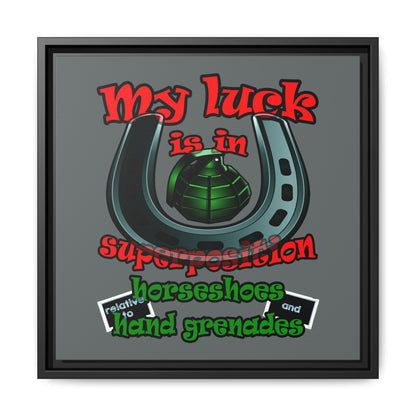 my luck - framed canvas art (dark grey)